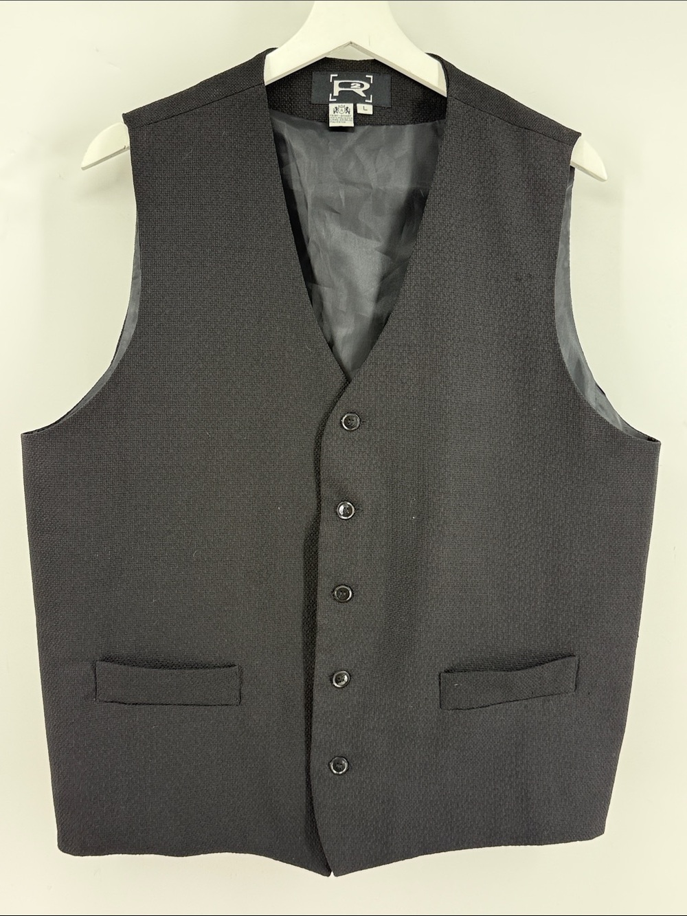 Men's Black Button Front Dress Vest